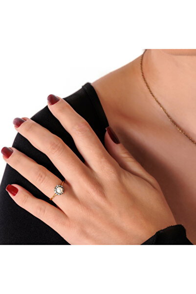 Atelier LEO Handmade Jewellery ZAMANSIZ PIRILTI İNCİ BAKIR EL YAPIMI KRİSTAL TAŞLI KARARMA YAPMAZ KADIN YÜZÜK ÖZEL KUTULU