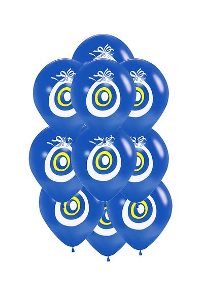 Patladı Gitti 12 Inch Dark Blue Mashallah Balloon with Evil Eye Beads 10 Pieces