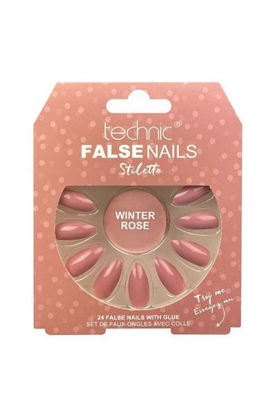 TECHNIC Set 24 Unghii False, Technic, Unghii False, Squareletto, Trandafir Iarna, Adeziv inclus