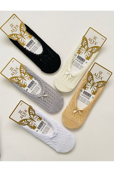 ALYA Women's Mesh Lace 10 Pack Cotton Invisible Ballerina Socks