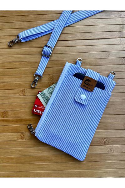 İsella Phone Bag and Wallet Blue with White Stripes