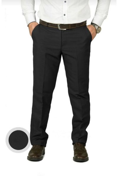 Rewoly Men's Classic Cut Black Linen Pants
