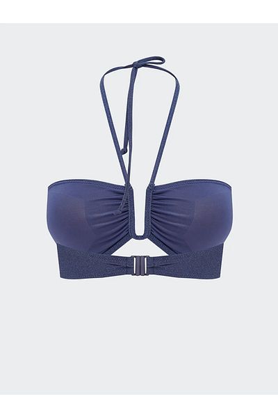LC Waikiki LCW DREAM Indigo Glitter Gathered Top Bikini pentru femei cu perne detașabile