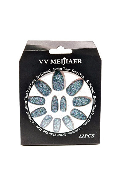 Meijer Sada 12 Unghii False cu Sclipici, VV Meijiaer, Verde