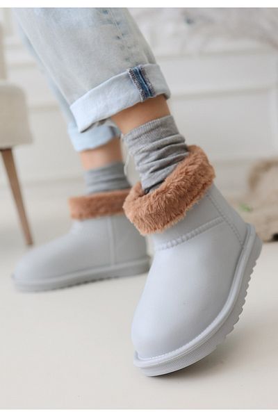 doremodam Mordi Gray Oval Toe Waterproof Fur Lined Boots - Lisinya
