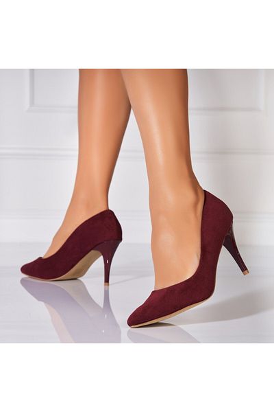 Joana Pantofi dama stiletto Bordo din Piele Ecologica Intoarsa Isaly
