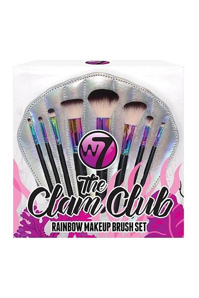 w7 Set of 8 Makeup Brushes, W7, The Clam Club Rainbow, Storage bag included
