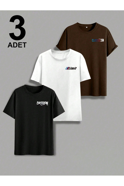 darkopia Unisex Classic, Limit, Passion Cars μπροστινά και πίσω με στάμπα 3 τεμαχίων μεγάλου μεγέθους μπλουζάκια 3 συσκευασιών