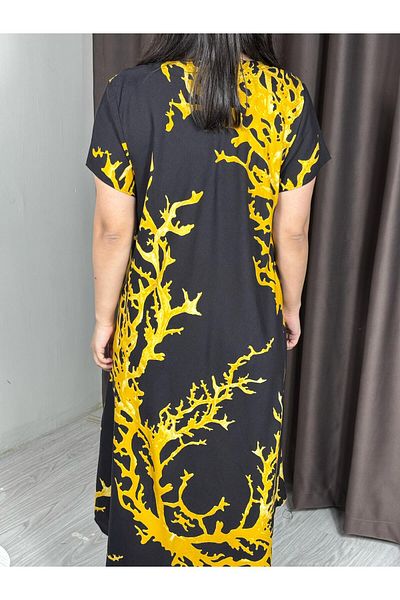 Sobe Hediyelik Rochie lejeră din viscoză cu model coral – țesătură ușoară de vară, mărime standard