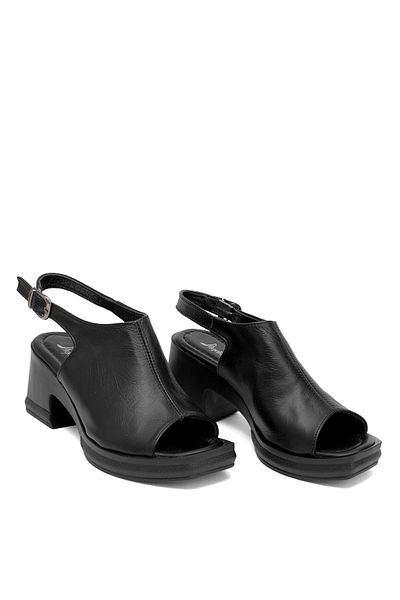 Ayakkabı Fuarı Women's Hakimi Leather Sandal - Elit Koc50-05 Black