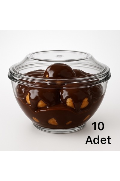 Vitapac Kapaklı Tatlı Kabı (Profiterol,Aşure,Supangle) Sert Plastik Mika 220 cc Sütlü Tatlı Kasesi 10 Ade