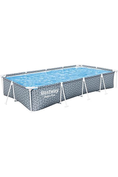 BESTWAY Steel Pro Frame Pool Without Pump 366 201 66 cm Square with Leaf Pattern