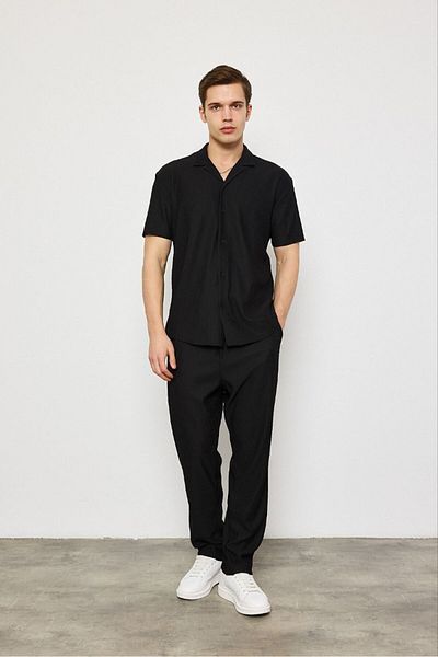 SUN STYLE Guler apaș Cămașă din țesătură jacquard cu mânecă scurtă