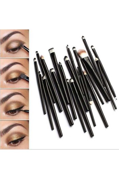 Makeup Set of 20 Black makeup brushes, Storage case included
