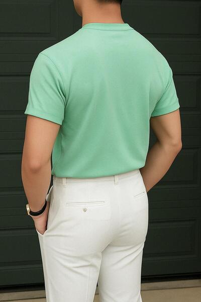 Delpino Μπλουζάκι με λαιμόκοψη Comfort Άνετη Εφαρμογή Χτενισμένη Βαμβακερή