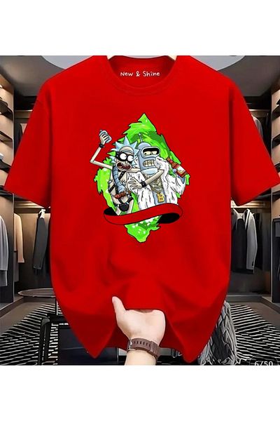 New Shine In Cart 6 and Above Purchases Get 1 T-Shirt as a Gift - Rick Printed Large Size Oversize T-Shirt
