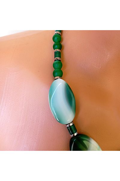 Asteria Elite Green Agate Evil Eye Protection Peace and Luck Necklace Bracelet Set