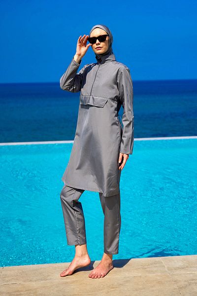 Riva Mera Smoked Full Covered Hijab Swimsuit Set 3 Pieces A2503-4