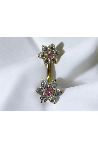 Takayrum Steel Stone Daisy Detailed Navel Piercing