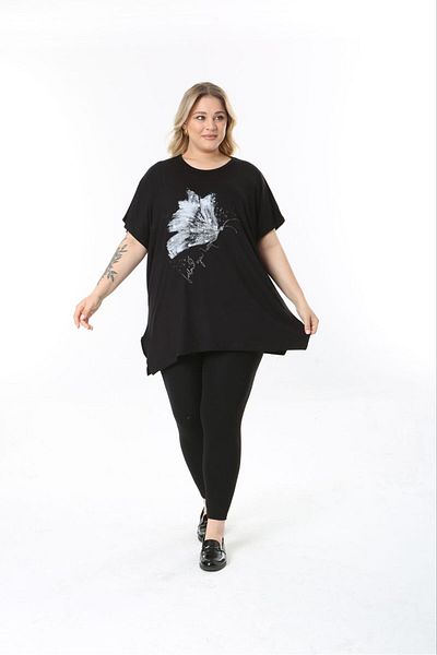 tıgersıze Women's Large Size Oversize Model Butterfly Patterned Soft Fabric Viscos Bluz