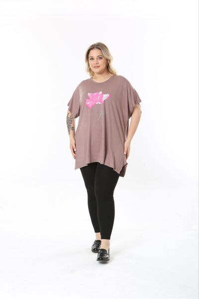 tıgersıze ΓΥΝΑΙΚΕΙΑ ΜΠΛΟΥΖΑ ΜΕΓΕΘΟΣ OVERSIZE ΜΟΝΤΕΛΟ ΡΟΖ ΛΟΥΛΟΥΔΙ ΜΕ ΣΧΕΔΙΟ ΜΑΛΑΚΟ ΥΦΑΣΜΑ ΒΙΣΚΟΖΗ