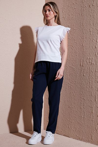 Fashion Friends Comfort Fit High Waist Straight Leg Trousers Pants 25Y0477K1
