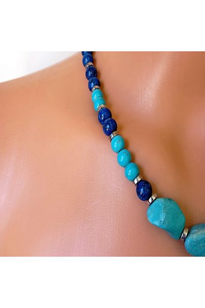 Asteria Elite Lapis Turquoise Evil Eye Protection, Wisdom and Evil Eye Protection Necklace Bracelet Set