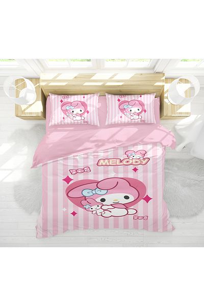 Erays Home My Melody 3D Digital Printed Double Duvet Cover Set Girl's Duvet Cover Set