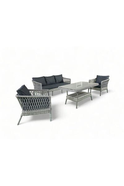 MONALİN HOME GARDEN Monalin Mobilya Lft 5'li Oturma Takımı (GRİ) Rattan Bahçe Mobilyası