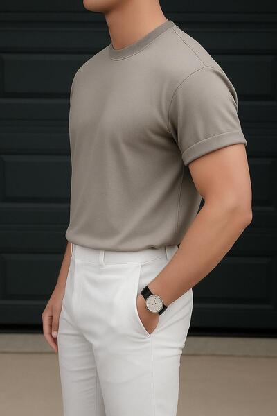 Delpino Μπλουζάκι με λαιμόκοψη Comfort Άνετη Εφαρμογή Χτενισμένη Βαμβακερή