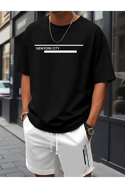 Framgan Erkek/Kadın New York Baskılı Şort T-Shirt Takım