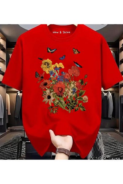 New Shine 1 T-Shirt Is a Gift for Purchases of 6 or More in the Cart - Oversized T-Shirt with Floral Print