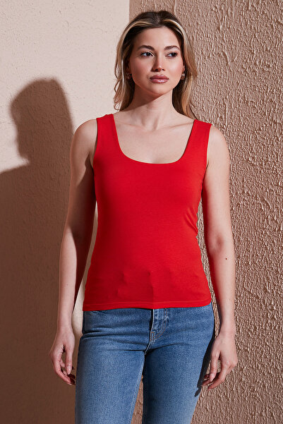 Fashion Friends Стрейч бавовняний Slim Fit квадратний комір товсті бретелі ма...