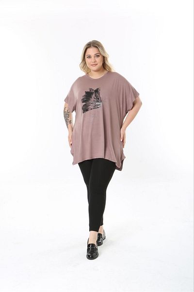 tıgersıze Women's Large Size Oversize Model Butterfly Patterned Soft Fabric Viscos Bluz