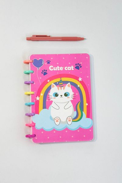caps office 160 Sheets A5 Cat Themed Notebook + Mechanical Tip Pen Stationery Set