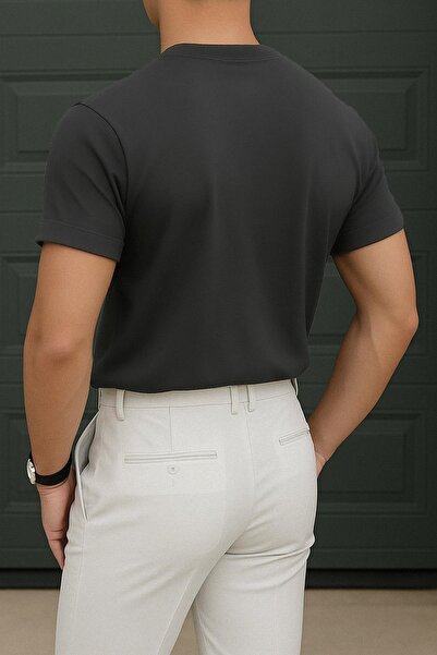 Delpino Μπλουζάκι με λαιμόκοψη Comfort Άνετη Εφαρμογή Χτενισμένη Βαμβακερή