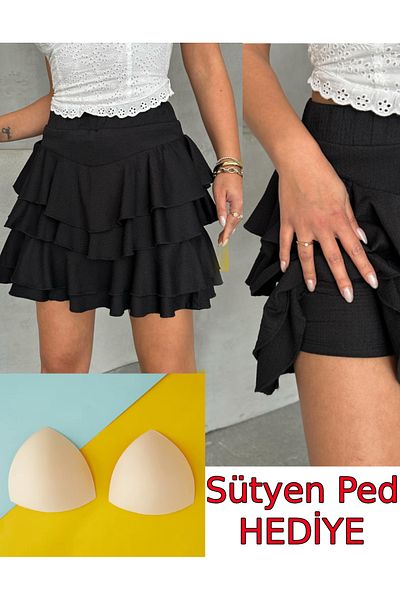 BENİMOLMALI Fusta cu pantaloni scurți Fusta cu volane Fusta mini cu pantaloni scurți Fusta cu talie înaltă Fusta din lycra Produs cadou