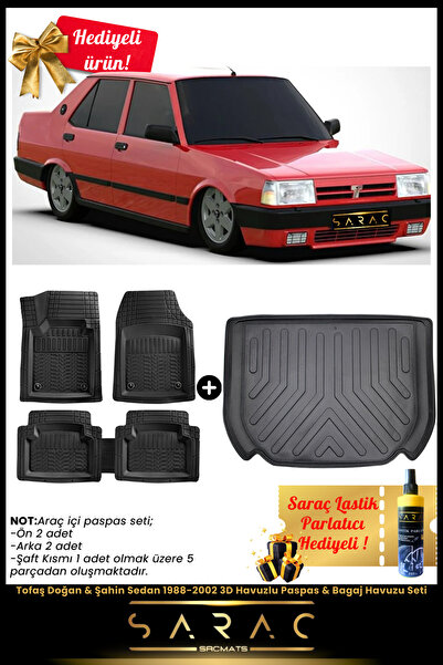 SRCMATS Tofaş Doğan & Şahin Sedan 1988-2002 Araca Özel 3D Havuzlu Paspas & Ba...