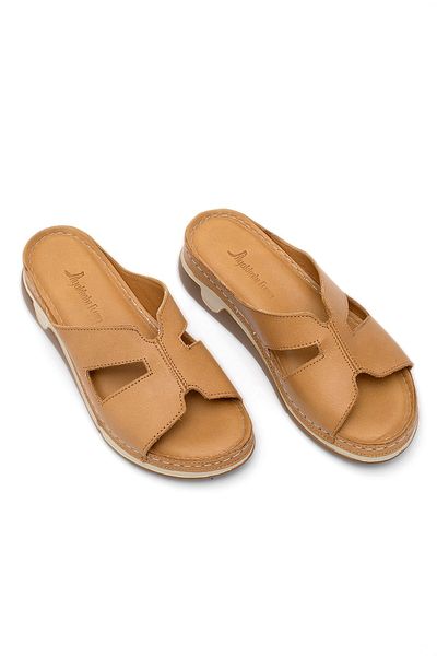 Ayakkabı Fuarı Women's Orthopedic Genuine Leather Tan Elite Rhmm-23