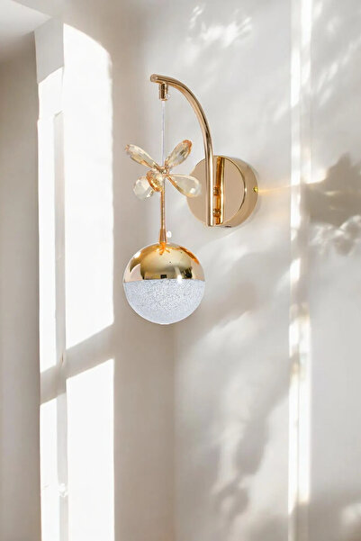 Luna Lighting Clasy Model Gold Kaplama Salon Mutfak Oturma Yatak Odası Duvar Modern Şık Led Aplik