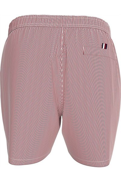 Tommy Hilfiger Men's Th Medium Length Striped Swim Shorts - Red
