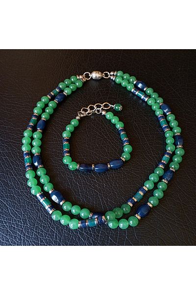 Asteria Elite Luck and Abundance Set - Aventurine, Lapis Jasper Necklace and Bracelet