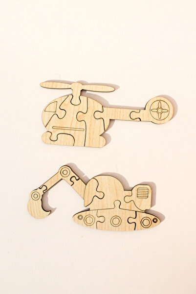 Store Ahşap Taşıtlar Puzzle Seti | 6'lı Eğitici Yapboz | 44 Parça | Montessori Oyuncak - Eğitici Oyuncak