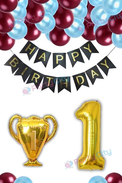 Party City Σετ πάρτι με θέμα το μπαλόνι 1 έτους - Κούπα Foil Balloon Celebration Birthday