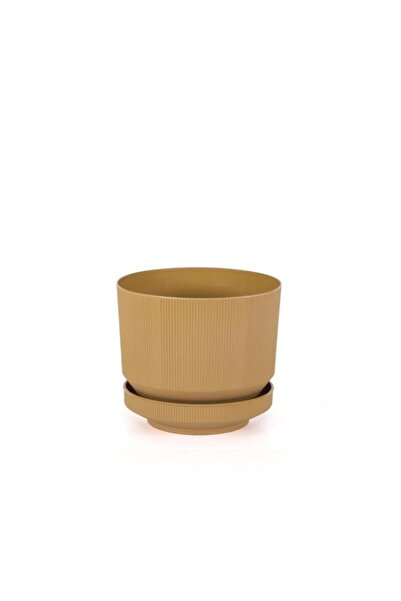 Omnipazar SO-S283 Dekoratif Tabaklı Lüks Çizgi Desenli Saksı 6 Litre