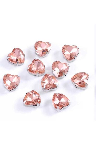 yiğit aksesuar 10 mm Case Strut Peach Glass Heart Stone 10 Pieces