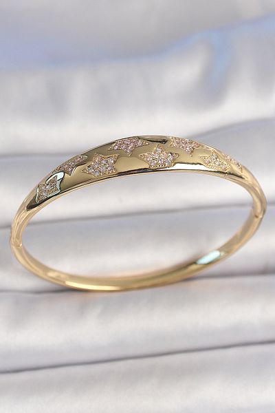 Skygo Brass Gold Color Zircon Stone Star Embroidered Women's Handcuffs - Tj-Bb6922