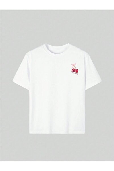 New Shine 1 μπλουζάκι δώρο για αγορές 6 και άνω στο καλάθι - Γυναικείο μπλουζάκι με στάμπα με κεράσια με στάμπα