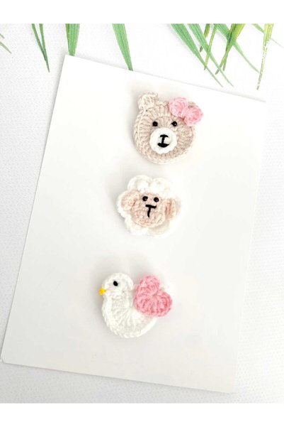 Kadın Girişimciler Atölyesi Newborn Baby Buckle Handmade Mixed Pack of 3 Clips Hairless Baby Buckle Handmade Baby Gift