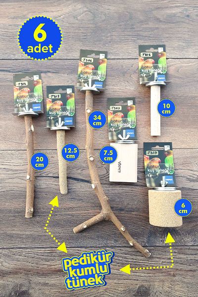 Vixpet 6 Pieces Venty Natural Parrot Perch Set: Sultan, Monk, Lori, Budgie, Forpus, Sevda, Paradise - M455